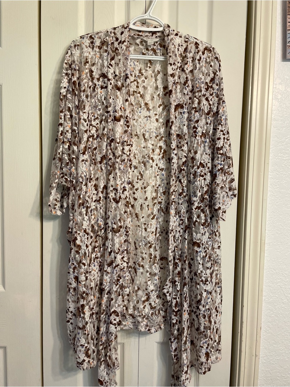 Cato Brown, Cream & Blue Speckled Lace Kimono